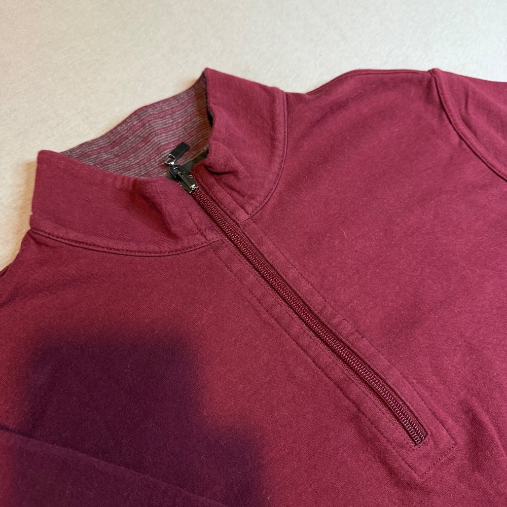 Bugatchi Mens Burgundy Quarter Zip Pullover Sweater Size Large Cotton Blend